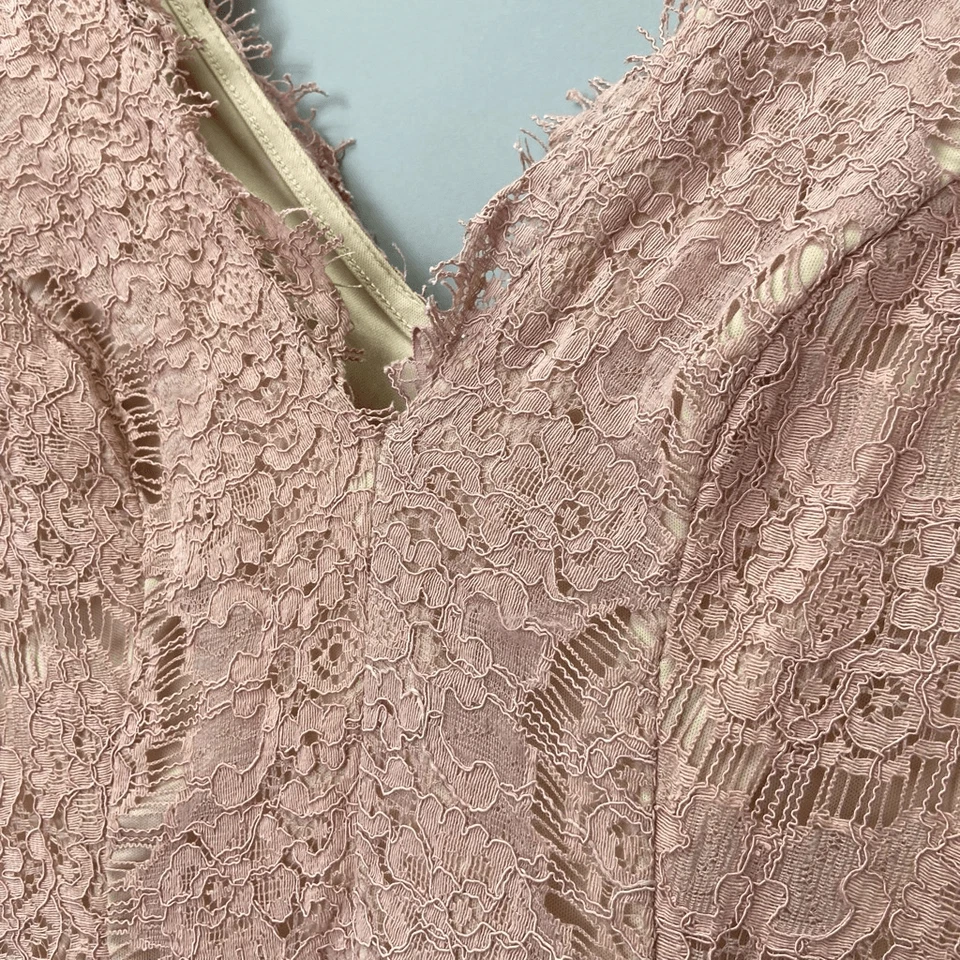 Vestido Trixxi Clothing Rosa Rubor Sin Mangas Ajuste y Acampanado Talla M Floral Encaje Foto 4 de 4