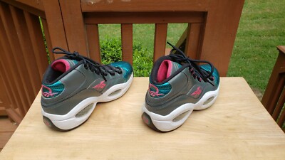Rare Reebok Iverson Question Mid Rivet Grey Teal Pink White 