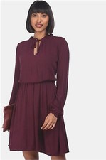New! GAP Dress Womens Small Petite Purple Ruffle Accent Tie-Up Neck SP T683