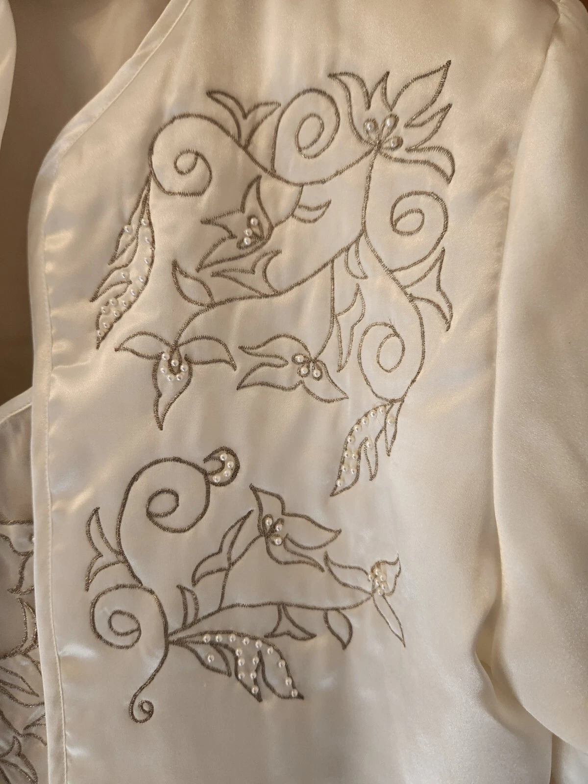 UNDERCOVER Camicia da notte vintage VICTORIA'S SECRET M etichetta oro "raso" ricamata con giacca