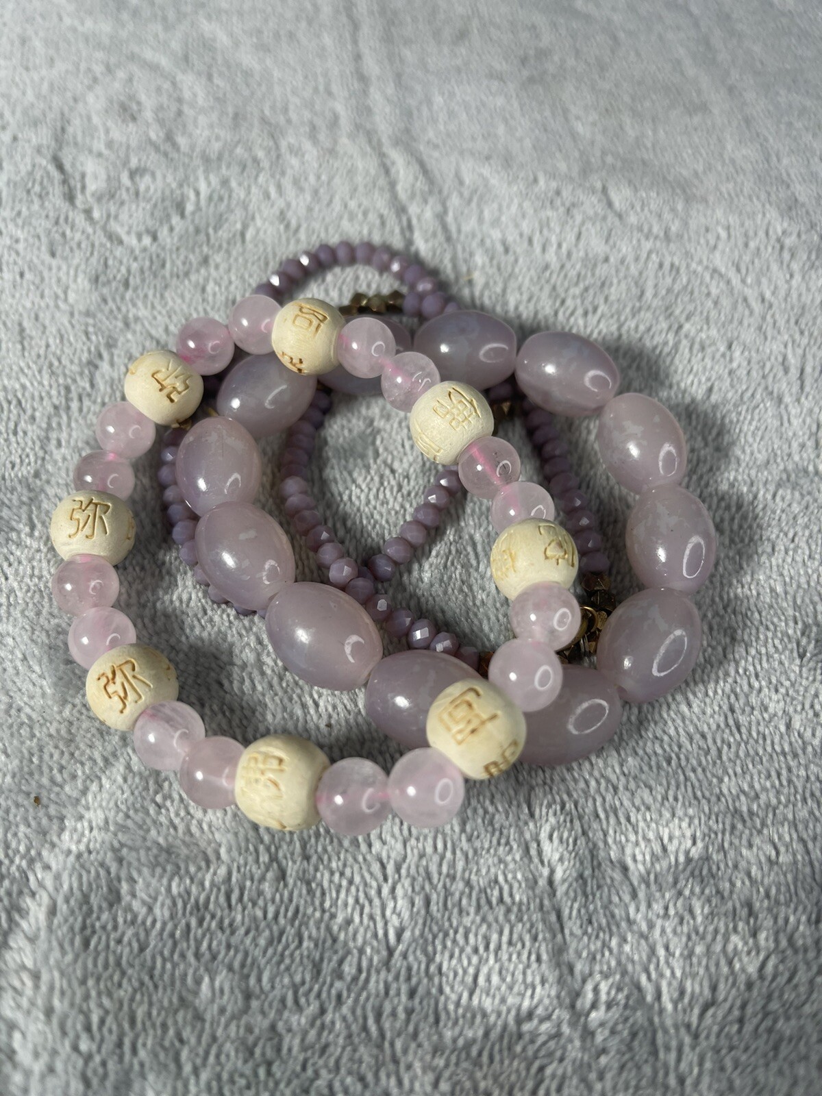 4 Rose Quartz & Mini Amethyst Stackable Stretch B… - image 3