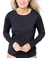 Lands' End Crewneck Long-Sleeve Rash Guard Black