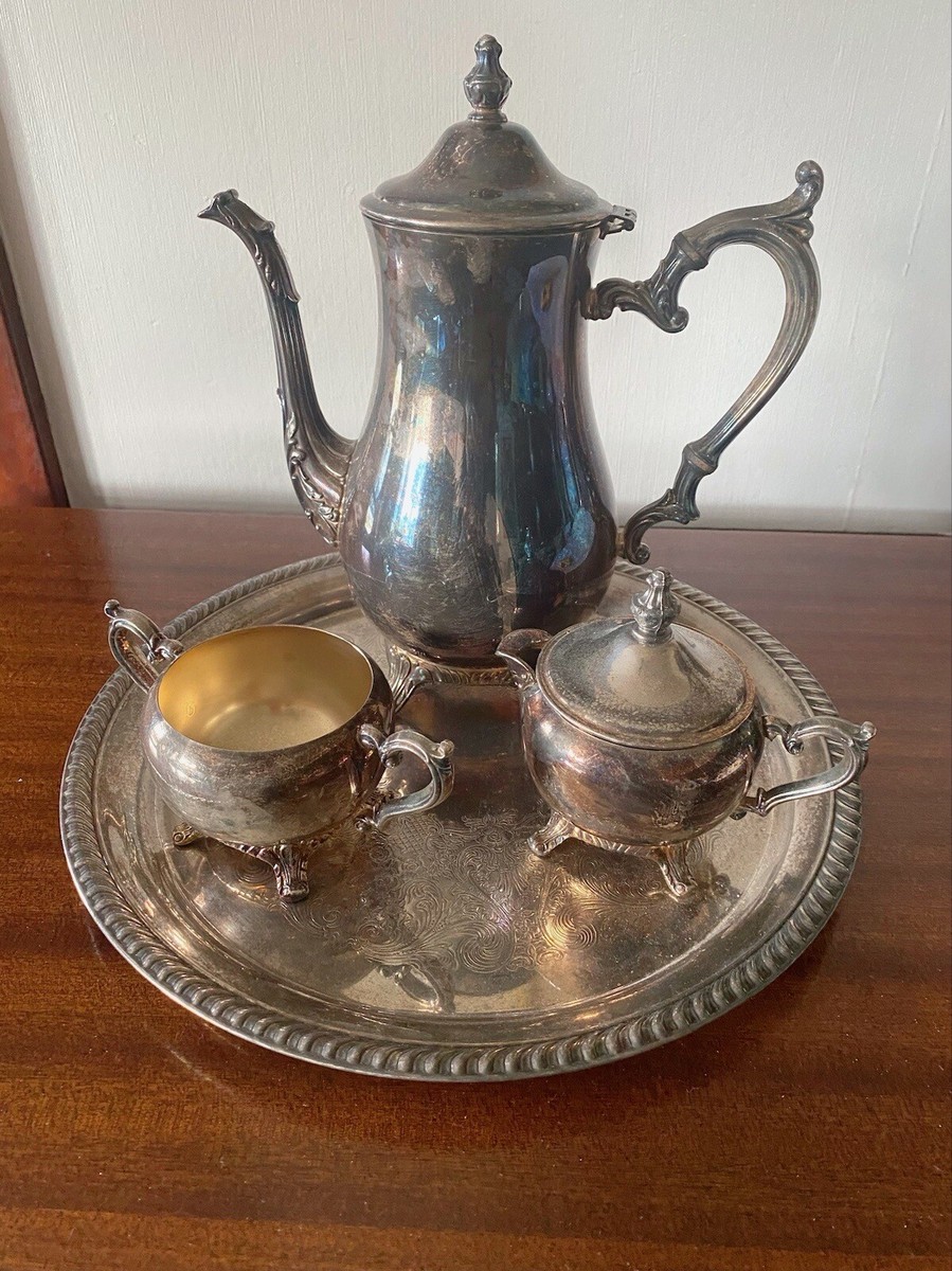 Vintage F B Rogers Silver-Plate 5 Pc Coffee Tea Service Set Tray