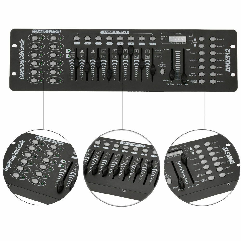 192 Kanäle DMX512 Controller Konsole Bühnenbeleuchtung DJ Lichteffekt Equipment