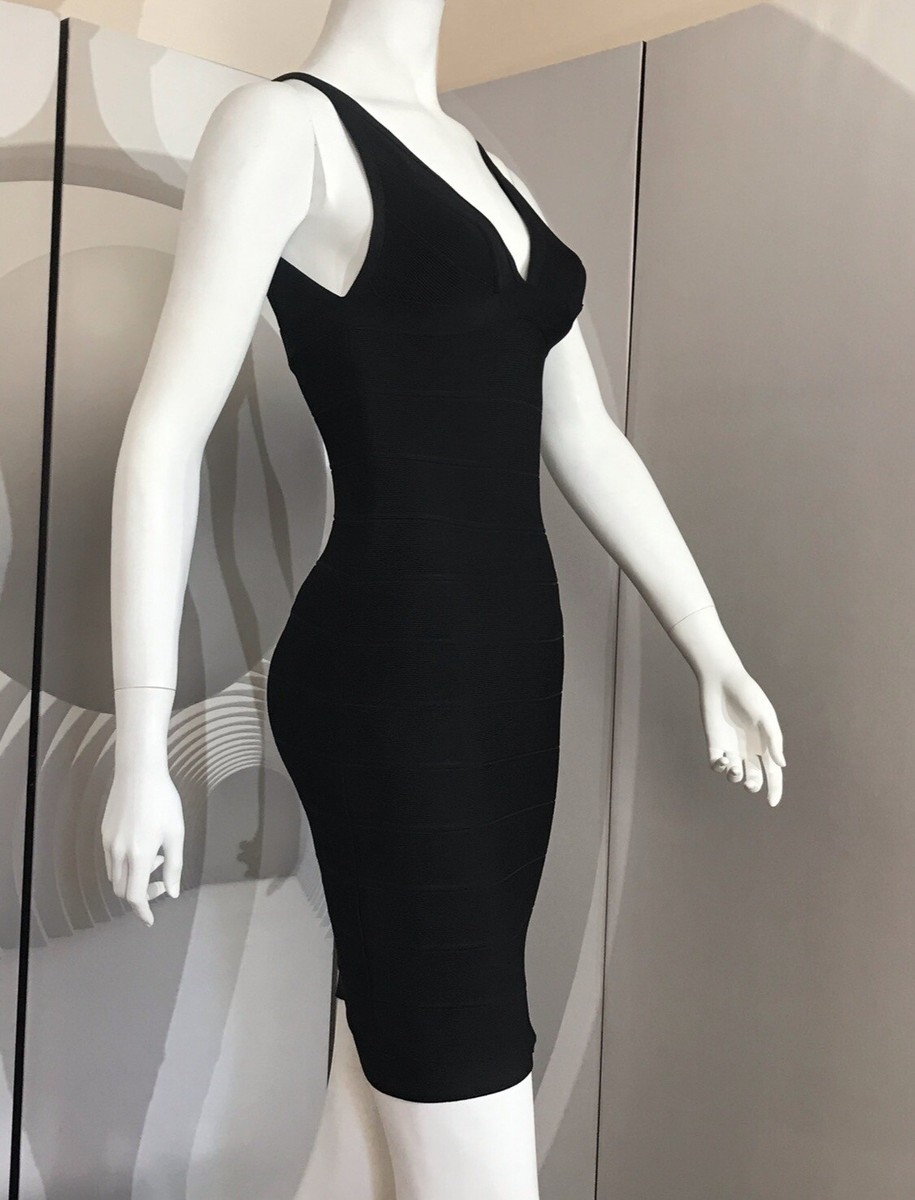 Authentic Herve Leger Black Knee Length Bodycon Dress Size XXS | eBay Authentic Herve Leger Black Knee Length Bodycon Dress Size XXS | eBay