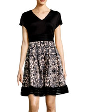 Taylor Lace Trim Cap Sleeve Knee High Dress  Sz 4  *74 