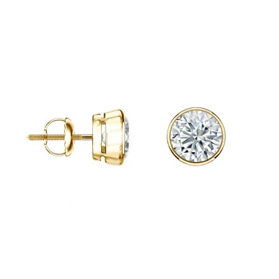 1,25 ct runde im Labor hergestellte gewachsene E/VS Diamant Ohrringe Einfassung echtes 14 K Gelbgold