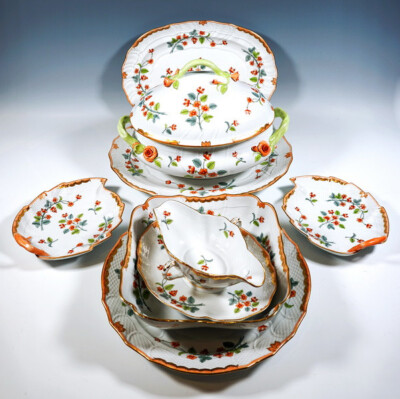 44 TEILE HEREND SPEISE SERVICE  12 PERSONEN DISIGN WBOS WINDSOR FLOWERS -  LIVIA