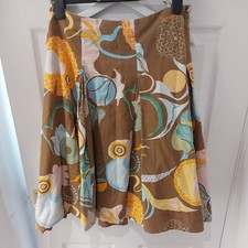 Miss Sixty Flare Abstract floral  Retro Print Pleate full  Skirt Size M 