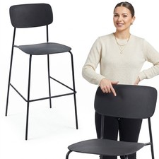 Schwarzer Barhocker mit Rückenlehne, JUMIhome