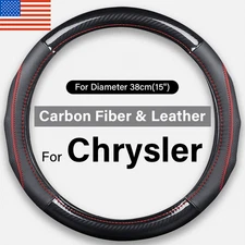 15" Steering Wheel Cover Deluxe Leather For Chrysler 200 300 Pacifica Protector