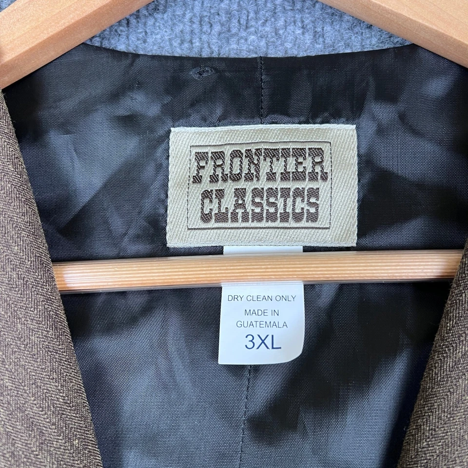 Frontier Classics Vest Mens 3XL Brown Waistcoat Cinch Back Twill Western - Image 3 of 4