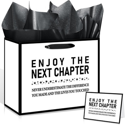 1PC Retirement Gift Bag for Women Men Enjoy the Next Chapter Gift Bag with Tissu