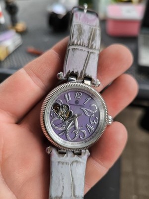 Constantin Weisz Damen Automatikuhr Skelett lila Zifferblatt Leder CW0707CW