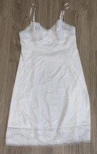 Vanity Fair Vintage White Lace Adjustable Straps Nylon Full Slip Size 36