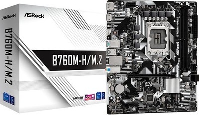 ASRock B760M-H/M.2 Mainboard Sockel 1700 für 12./13./14. Intel Gen mATX DDR5