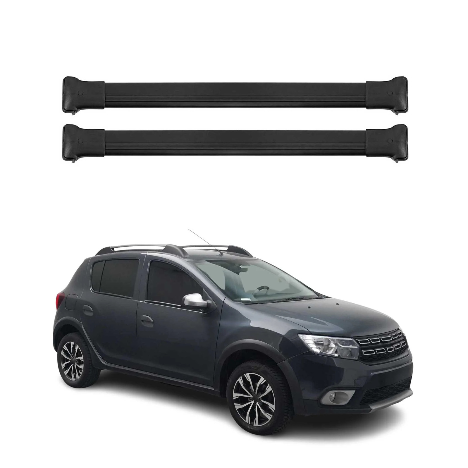 Barres de toit anti-sifflement Dacia Sandero Stepway alu noir