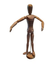 Wood 12" Artists Posable Drawing Figure Mannequin Flexible Torso On Base Man