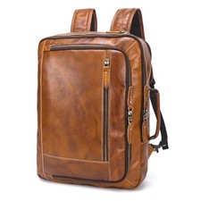 LANNSYNE Vintage Genuine Leather Backpack For Men, 2 in 1 Expandable Briefcas...