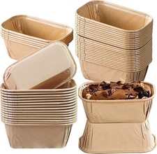 50Pcs Rectangular Mini Loaf Cake Cases, Greaseproof Paper Cupcake Liners, Mini