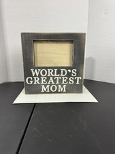 Worlds Greatest Mom Black and White Wood Frame 4x6 photo rustic