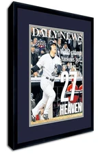 11.25x13.75 Newspaper Frame Navy Blue and Grey Double Mat