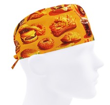 Fast Food Print Scrub Cap, Fast Food Lover Gift, Chef Caps, Surgical Hats