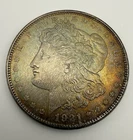 1921-S Morgan Silver Dollar $1 Uncirculated BU GEM MS Rainbow Toning Choice Coin