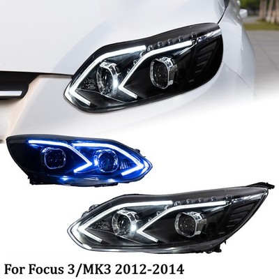 Pair For Focus 3/MK3 2012-2014 LED Lens headlight Assembly Flow turn signal