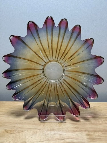 Vintage Federal Glass Celestial Gem-Tone Bowl 11.5” Diameter
