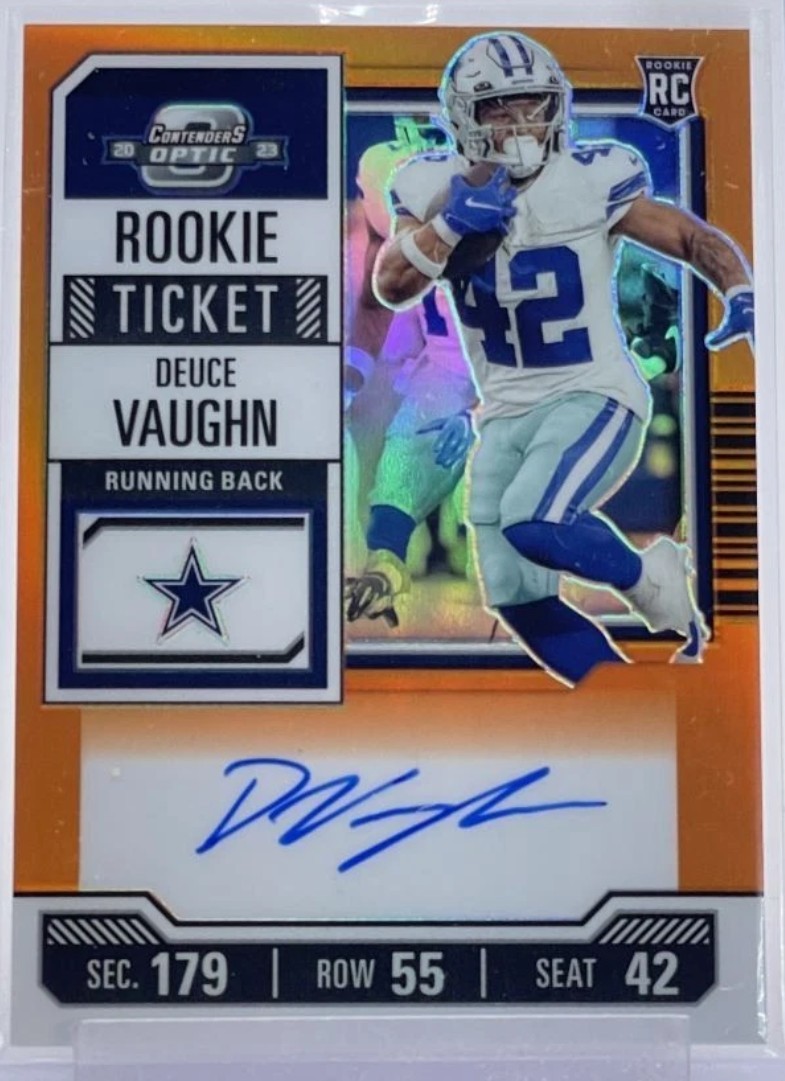 Deuce Vaughn 2023 CONTENDERS OPTIC ROOKIE TICKET ORANGE RC AUTO /50 Q4274