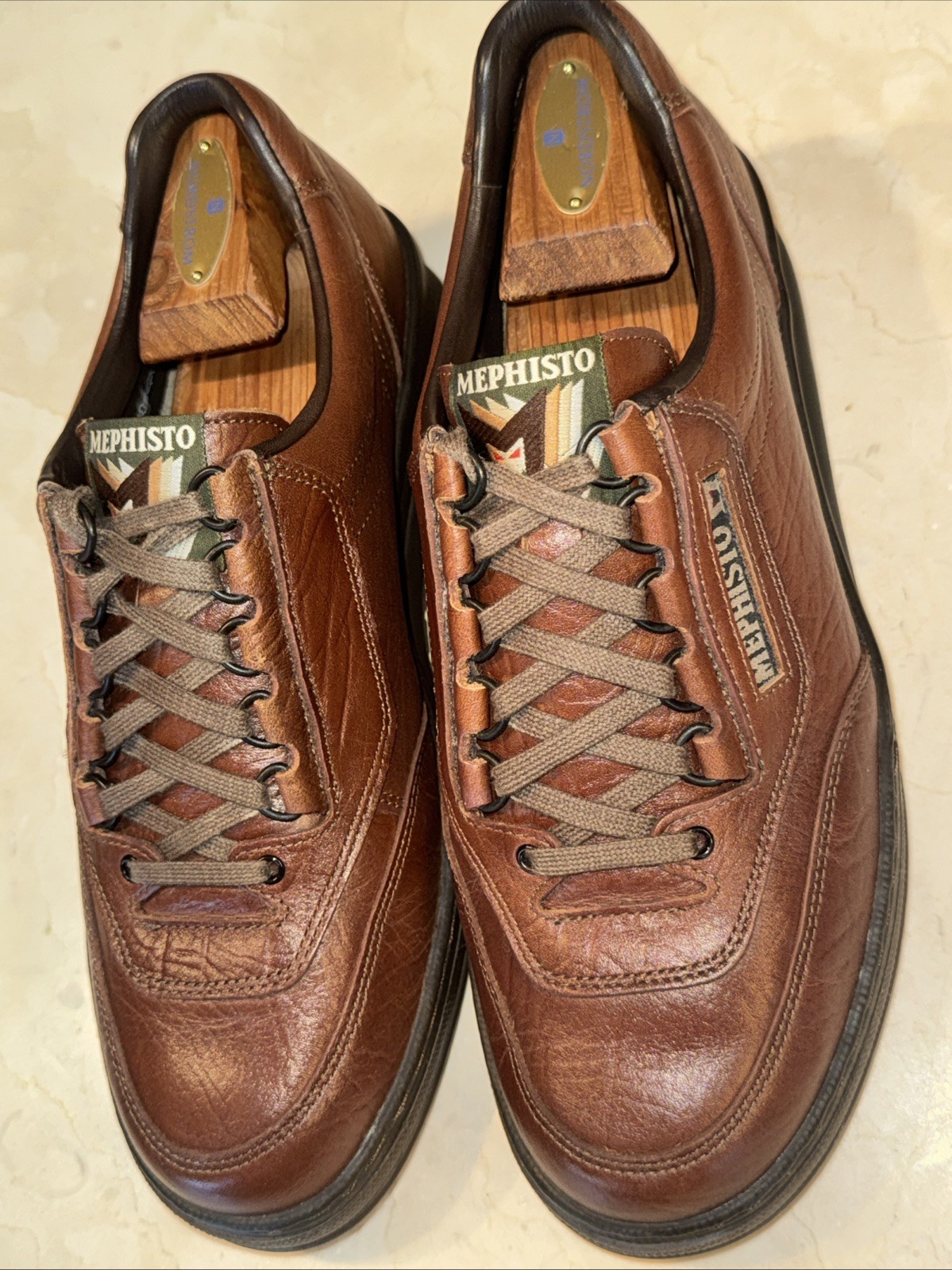 MEPHISTO ‘MATCH’ MENS BROWN FULL GRAIN LEATHER WALKING SHOES SIZE 9 $425 image 2