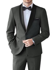 Mens 2 Piece Suit Slim Fit Shawl Lapel Tuxedo for Men Wedding Formal Blazer P...