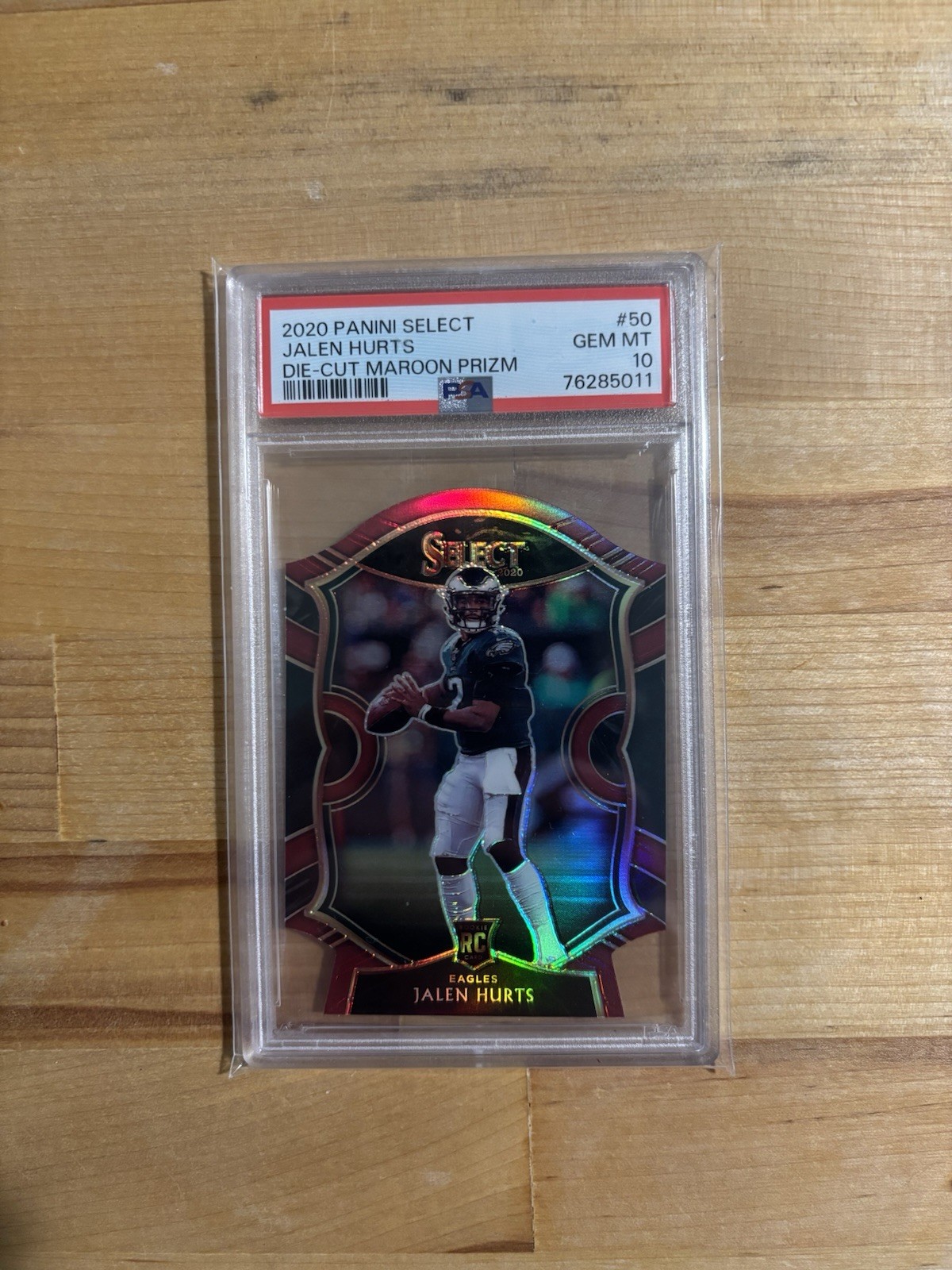 2020 Panini Select Jalen Hurts #50 Red Prizm Die-Cut Rookie Eagles PSA 10 GEM MT