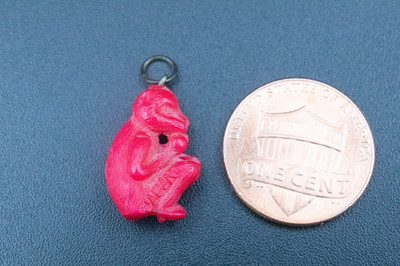Vintage Celluloid Plastic Red Monkey Cracker Jack Prize Charm for Bracelet