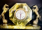 Antique Estate Piece Onyx Art Deco Circa '38 Master Crafters Horse Mantel Clock