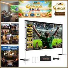 120 Inch Projector Screen with Stand Portable 16:9 4K HD Foldable Washable Milk