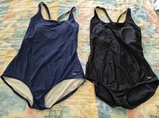 Zestaw 2 Speedo Damski jednoczęściowy kostium kąpielowy Rozmiar XXL Solidny Czarno-niebieski