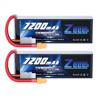 2x Zeee 2S 7200mAh Lipo Battery XT60 7.4V 120C SoftPack for RC Car Truck Tank