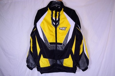 CastleX Mens XL Snowmobile Jacket Platform Yellow Black Fire Pattern