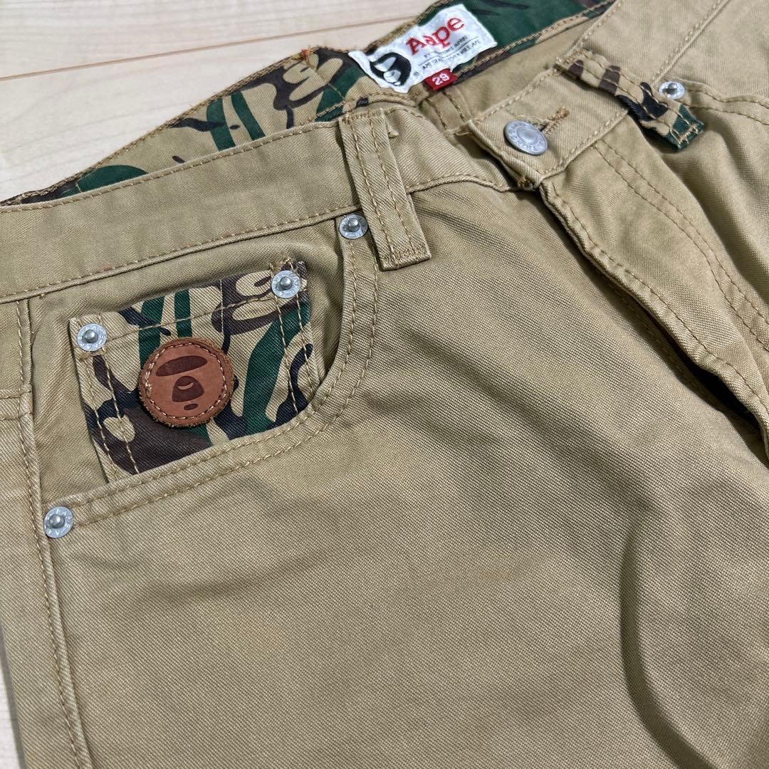 Aape A Bathing Ape Chino Pants Straight Beige/Camouflage W29 AB0226241 thumbnail 2