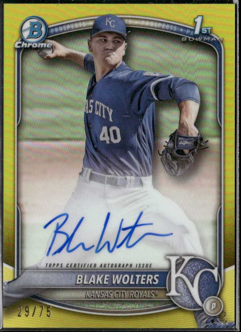 Blake Wolters 2025 1st Bowman Chrome Autograph Auto Yellow Refractor /75 Royals