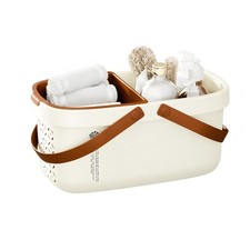 Portable Plastic Shower Caddy Basket with Handle Cream