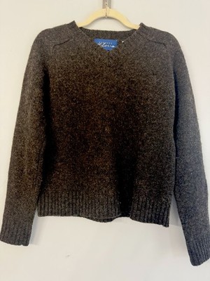 Vintage 90s Express Bleus Brown 100% Wool V-neck sweater Women s Medium