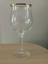 Bohemia Geneve Wine Glass Goblet Gold Rim Crystal