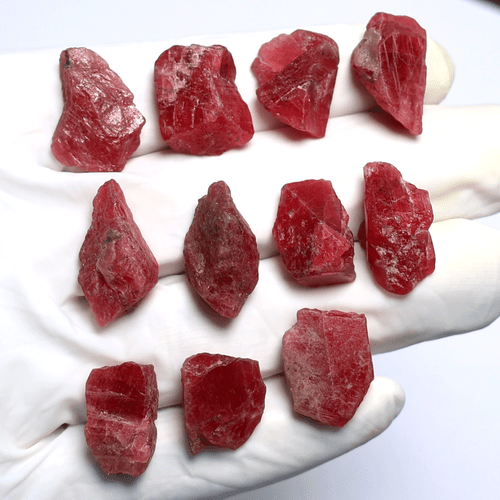 Rare Mineral 11 PC Natural Russian Rhodonite High Grade Raw Crystal Specimens