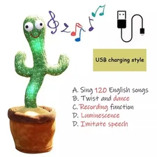 A Talking Cactus Toy That Can Be Charged, Recorded, and Repeated. Suitable for S