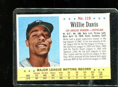 1963 POST CEREAL KEY SHORT PRINT #119 WILLIE DAVIS