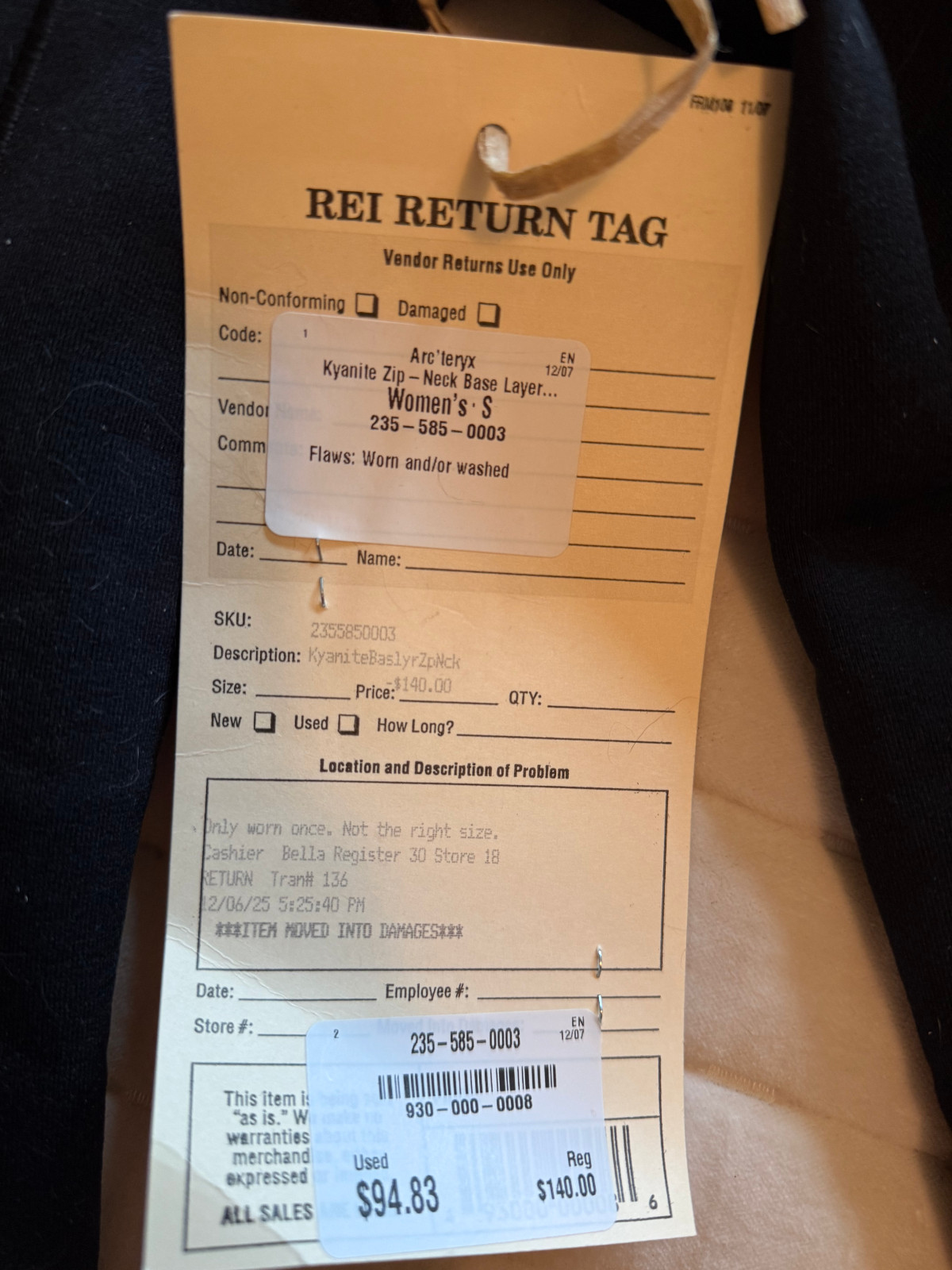 ARC'TERYX Women's Kyanite Zip Neck Base Layer Pullover Black Small thumbnail 8