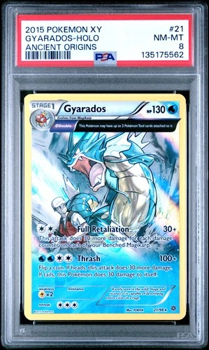 2015 POKEMON XY ANCIENT ORIGINS #21 GYARADOS-HOLO PSA 8